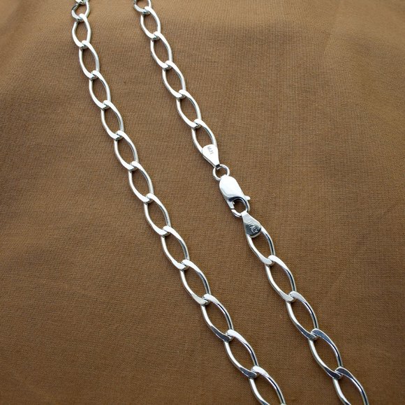 Sterling Silver Large Link Chain, Real Solid Silver Stamped 925 Italy, 18 inch - Picture 5 of 9